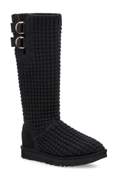Ugg Solene Knit Tall Boot In Black Suede