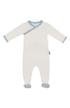Maniere Babies' Speckle Trim Wrap Stretch Cotton Footie In White/ Powder Blue