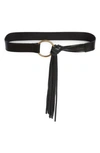 Ada Esme Fringe Leather Belt In Black