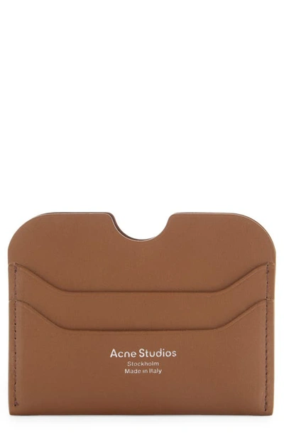Acne Studios Large Elmas Leather Card Holder In Camel Brown