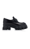 PRADA MONOLITH LEATHER LOAFERS