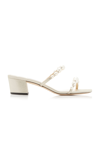 JIMMY CHOO WOMEN'S AMARA PEARL-EMBELLISHED SHIMMER SUEDE SANDALS