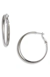 Nordstrom Demifine Textured Hoop Earrings In Rhodium