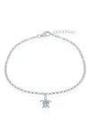 Simona Sterling Silver Larimar Turtle Anklet In Silver