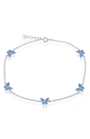 SIMONA SIMONA STERLING SILVER BLUE CREATED OPAL BUTTERFLY CHARM ANKLET