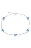 Simona Sterling Silver Blue Created Opal Butterfly Charm Anklet In Blue