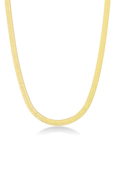 Simona Gold Plated Sterling Silver 5mm Herringbone Chain Necklace