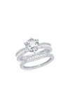 SIMONA SIMONA STERLING SILVER BAGUETTE & ROUND CUBIC ZIRCONIA ENGAGEMENT RING SET