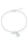 SIMONA STERLING SILVER INFINITY PAW PRINT CHARM ANKLET