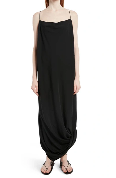 The Row Kapalua Gathered Hem Open Back Maxi Dress In Black