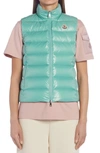 Moncler Ghany Nylon Laqué Down Puffer Vest In Mint
