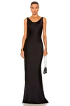 Norma Kamali Maria Cowl-neck Satin Maxi Dress In Black