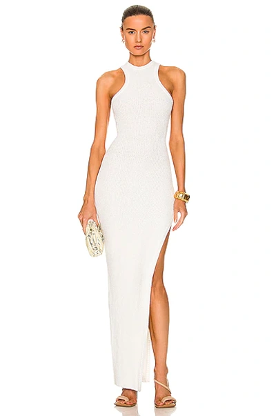 Ser.o.ya Ira Ribbed-knit Racerback Maxi Dress With Thigh Slit In White