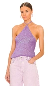 Retroféte Shani Purple Embellished Crochet-knit Top In Lavender
