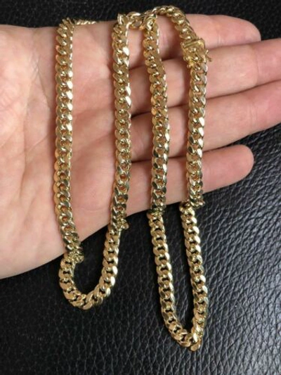 Pre-owned Harlembling Men's Solid 14k Yellow Gold 6mm Miami Cuban Link Chain 24" 25 Grams Semi Hollow