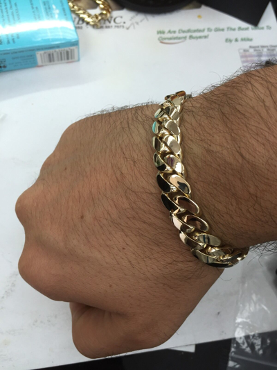 Pre-owned Navid Jewelry Inc Miami Cuban Link Chain Bracelet 14k Yellow Gold 9" 89