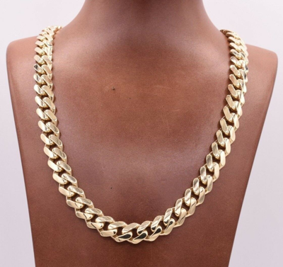 Pre-owned Bayam 11mm Mens Miami Cuban Royal Link Chain Necklace Box Clasp Real 10k Yellow Gold In 20"