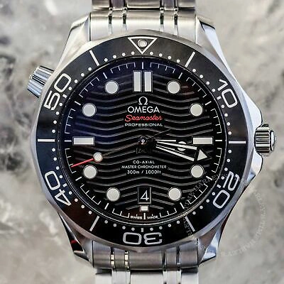 Pre-owned Omega Seamaster Diver 300m Black Dial Watch 42mm Steel Bracelet