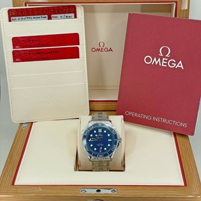 Pre-owned Omega Seamaster Diver 300m Blue Dial 210.30.42.20.03.001, Unworn 2024, Complete