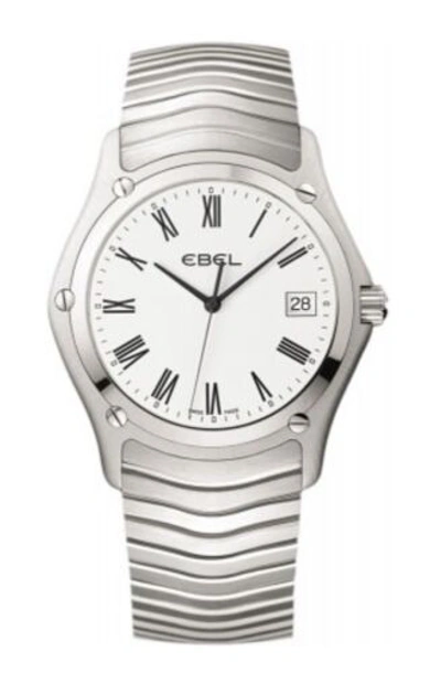 Pre-owned Ebel Brand  Classic Wave Men's 37mm Stainless Steel White Dial Watch 1215438