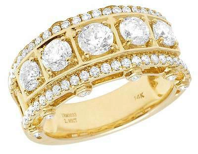 Pre-owned Jewelry Unlimited Mens 14k Yellow Gold Genuine Diamond Solitaire 3d Wedding Band Ring 2.95 Ct 12mm