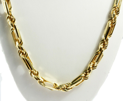 Pre-owned Gd Diamond 182.50 Gram 14k Yellow Gold Solid Men's Figarope Milano Chain Necklace 26" 9 Mm