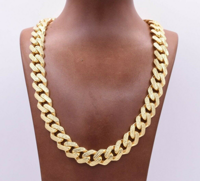 Pre-owned Bayam 15mm Mens Miami Cuban Diamond Cut Royal Link Chain Necklace Real 10k Yellow Gold In 24"