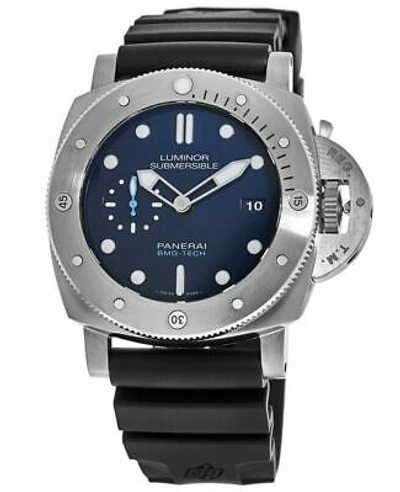 Pre-owned Panerai Submersible 47mm Bmg-tech Blue Dial Titanium Men's Watch Pam00692