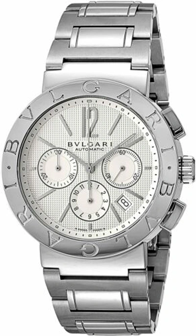 Pre-owned Bvlgari Automatic Chronograph White Dial Men's Watch Stainless Steel Bb42wssdch