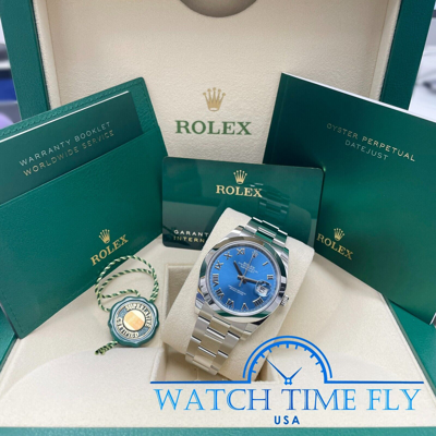 Pre-owned Rolex 126300 Datejust 41 Oyster Blue Roman, Stainless Steel Oyster Band Smooth