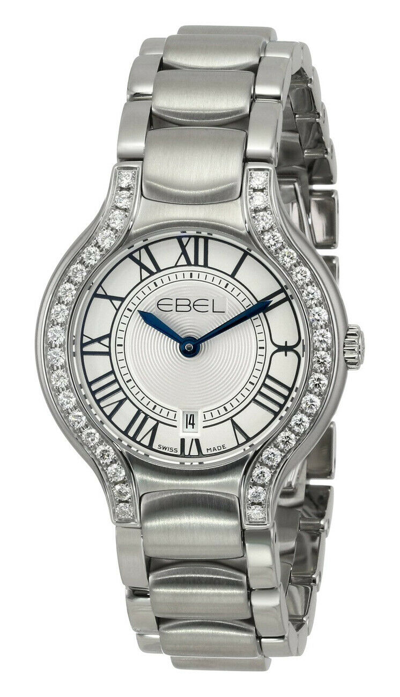 Pre-owned Ebel Women's Beluga Diamond Stainless Steel Roman Swiss Watch1216069 Brand-new