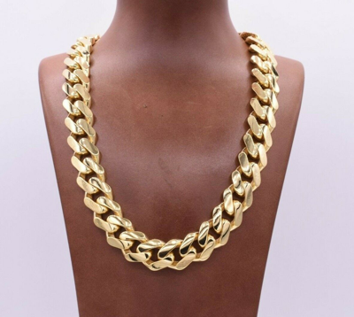 Pre-owned Bayam 17mm Mens Miami Cuban Royal Link Chain Necklace Box Clasp Real 10k Yellow Gold In 24"