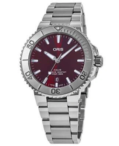 Pre-owned Oris Aquis Date Red Cherry Dial Men's Watch 01 733 7766 4158-07 8 22 05peb