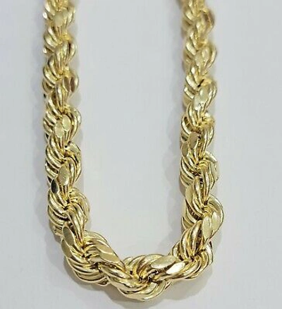 Pre-owned Globalwatches10 10k Yellow Gold Thick Rope Chain 20 Inch Necklace 9mm