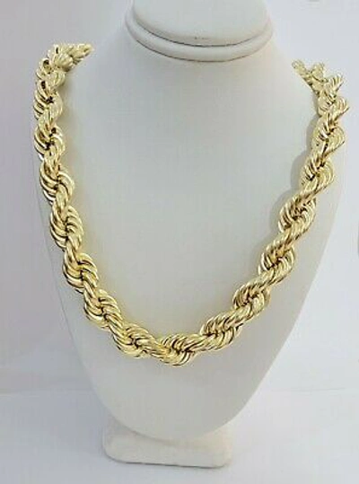 Pre-owned My Elite Jeweler Real 10k Gold Rope Chain Mens Necklace 12mm 22" 24" 26" 28" 30" 10kt Yellow Gold