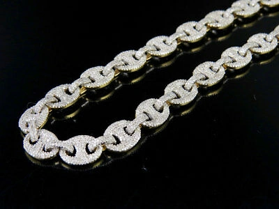 Pre-owned Jewelry Unlimited Men's 10k Yellow Gold Genuine Diamond Puff Mariner Gg Chain Necklace 11 1/2ct... In H-i