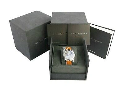 Pre-owned David Yurman Stainless Steel & St. Silver Watch Cognac Boxed $3200 Swiss