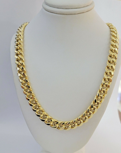 Pre-owned My Elite Jeweler 14k 10mm Mens Chain Miami Cuban Link Necklace 22" Real 14kt Real Gold Sale In Yellow