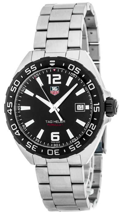 Pre-owned Tag Heuer Formula 1 Black Dial 3 Row Links Quartz Men's Watch Waz1110.ba0875