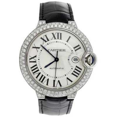 Pre-owned Cartier Ballon Bleu De  42mm Silver Dial Diamond Watch Ref. W69016z4 3.50 Ct. In White