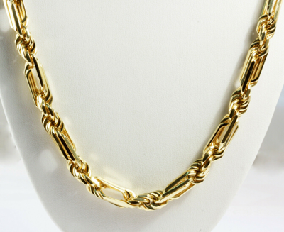 Pre-owned Gd Diamond 128.20 Gram 14k Yellow Gold Solid Figarope Milano Men's Chain Necklace 26" 8 Mm