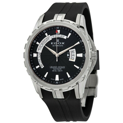 Pre-owned Edox 83006 3ca Nin Grand Ocean Automatic Day Date Black Dial Watch $2,750