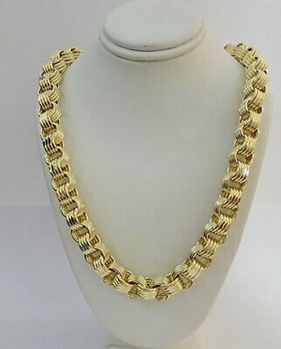 Pre-owned My Elite Jeweler Real 10k Gold Byzantine Chain Mens Necklace 11mm 22"-30" 10kt Yellow Gold ,thick