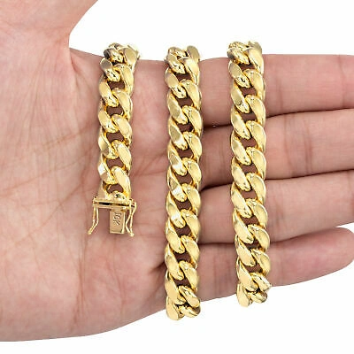 Pre-owned Nuragold 10k Yellow Gold Mens 11mm Thick Miami Cuban Link Wide Chain Necklace 18"- 30"