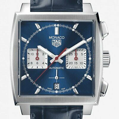 Pre-owned Tag Heuer Monaco 02 Leather Strap Watch 39mm