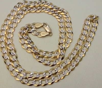 Pre-owned Link Italian Womens Men 14k Heavy Cuban  Diamond Cut Chain Neckalce Lobster Clasp