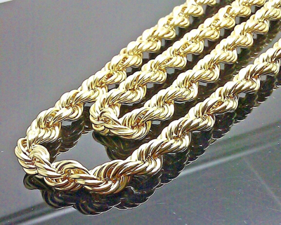 Pre-owned Gold & Diamond Jewelers Men's 10k Yellow Gold Rope Chain 12mm 24" 26" 28" Inch Thick Necklace, Real 10kt