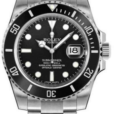 Pre-owned Rolex Submariner 116610ln 40mm Steel Ceramic Black Dial Full Stickers