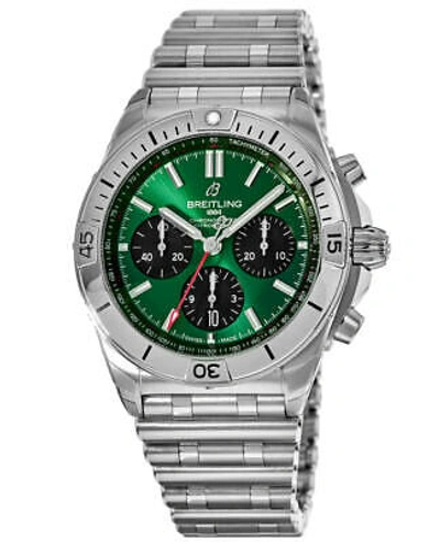 Pre-owned Breitling Chronomat B01 42 Green Chronograph Men's Watch Ab0134101l1a1