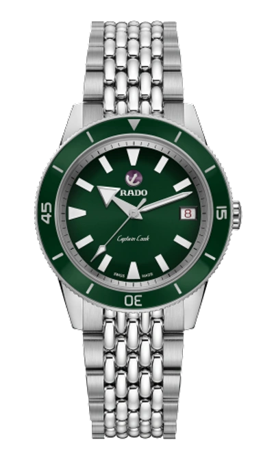 Pre-owned Rado Captain Cook Automatic Stainless Steel Green Dial Unisex Watch R32500323